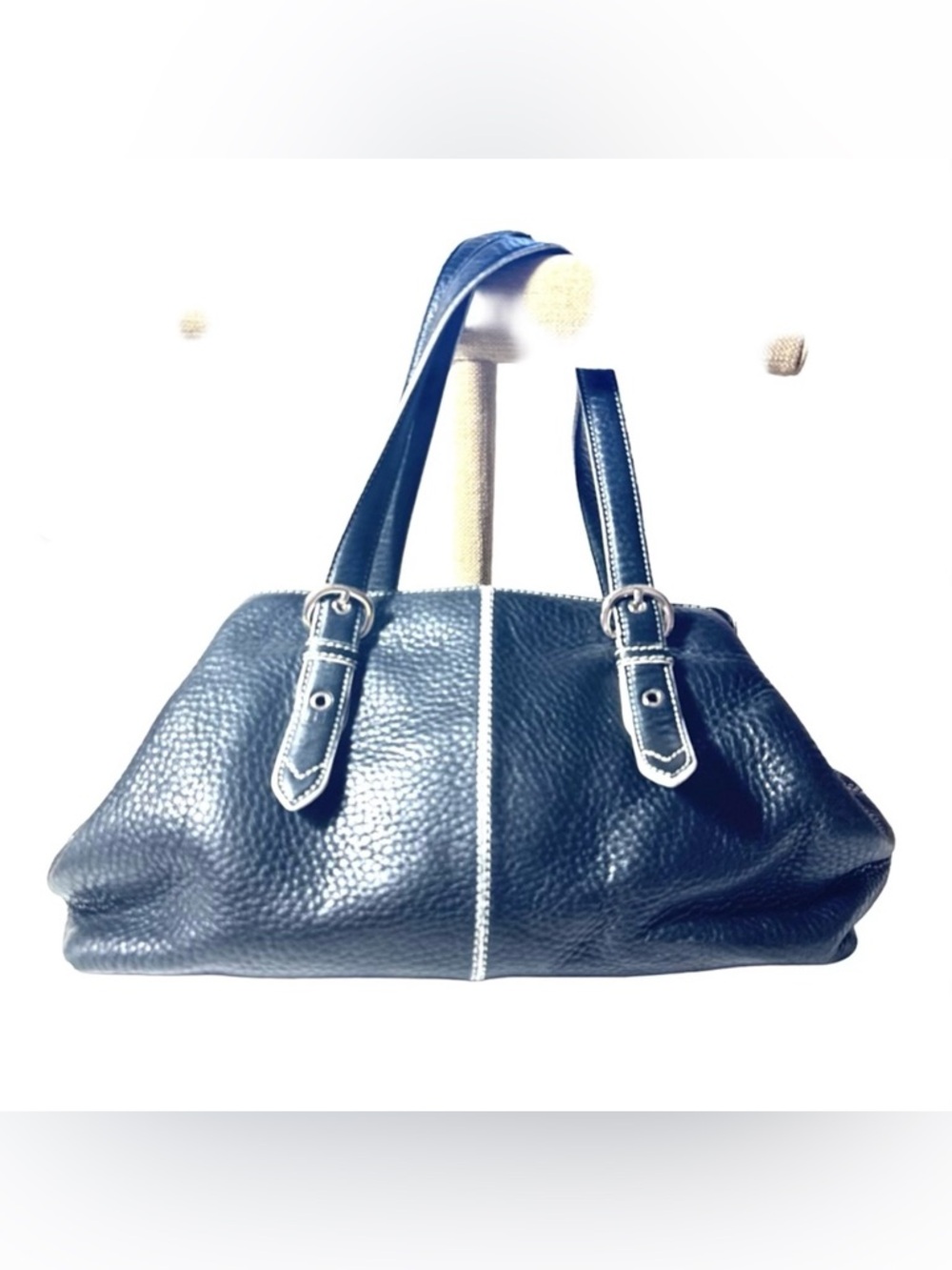 Cole Haan Black Pebble Leather Handbag Purse Handbag Satchel